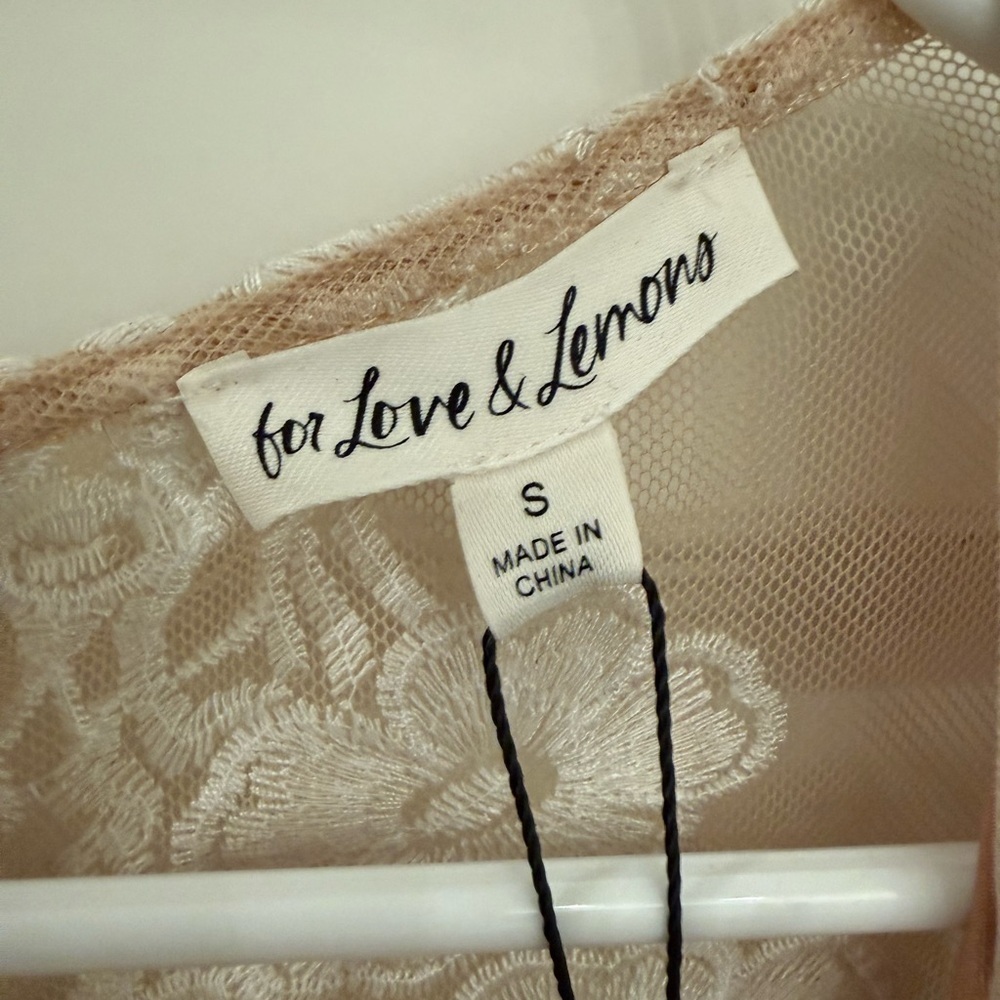 NWT For Love & Lemons Free People Temecula Mini Dress Ivory Tan Small - Picture 9 of 11